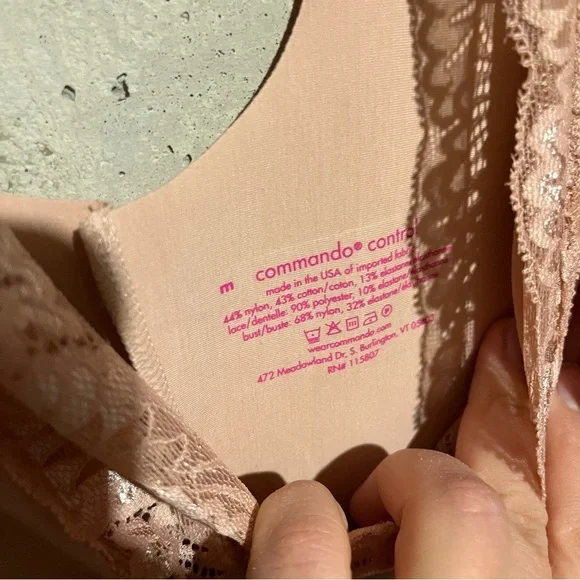 Commando Womens Sleeveless V Neck Lace Hem Slip Dress Rose Beige Size M - Picture 6 of 7